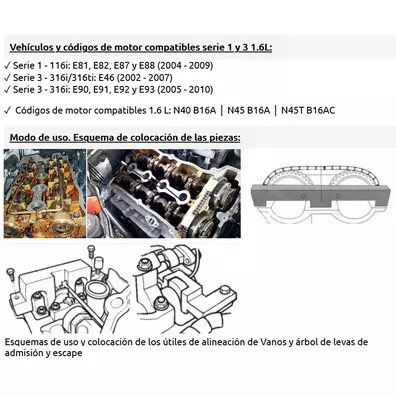 Calado distribuciones BMW N40 N45 N45T B16A B16AC 1.6 L